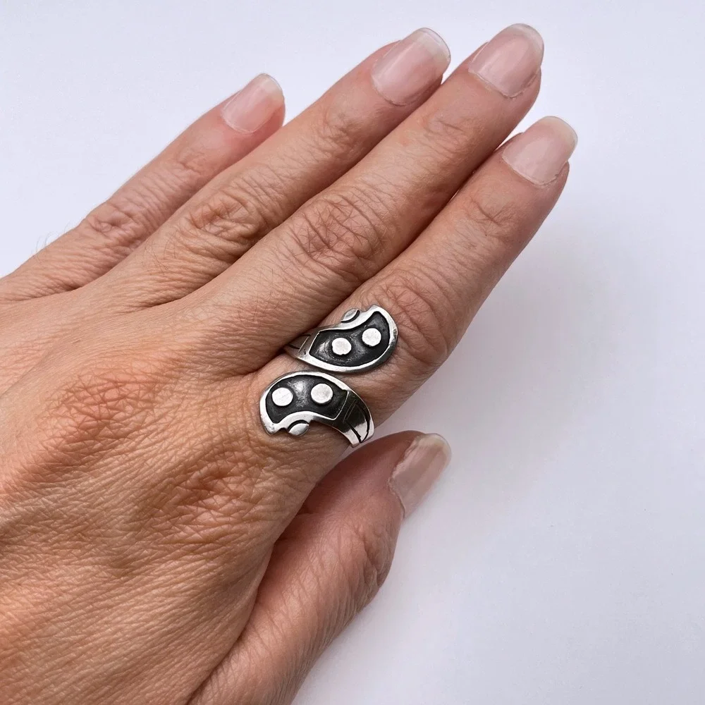 Vintage‎ Sterling Silver Taxco Ring Adjustable Unisex Signed MMA Eagle 3